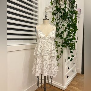 Bardot White Summer Dress with Polka Dots